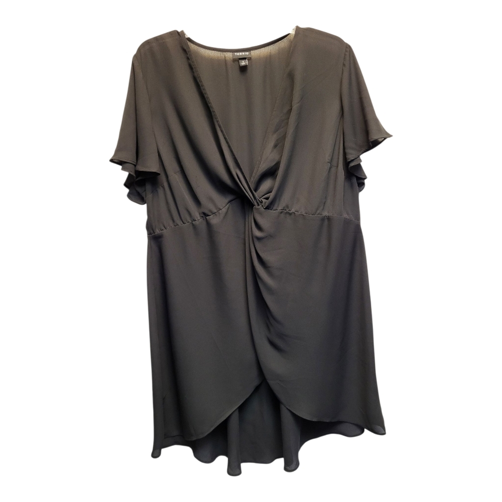 Torrid Black Twist-Front Flowy Tunic Top with Flutter Sleeves - Size 2X